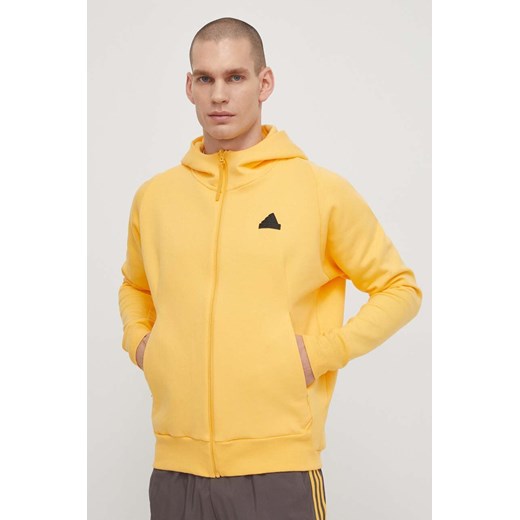 adidas bluza Z.N.E męska kolor żółty z kapturem z nadrukiem IR5237 ze sklepu ANSWEAR.com w kategorii Bluzy męskie - zdjęcie 171019794