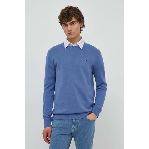 Tommy Jeans sweter bawełniany kolor niebieski DM0DM18895 ze sklepu ANSWEAR.com w kategorii Swetry męskie - zdjęcie 171020002