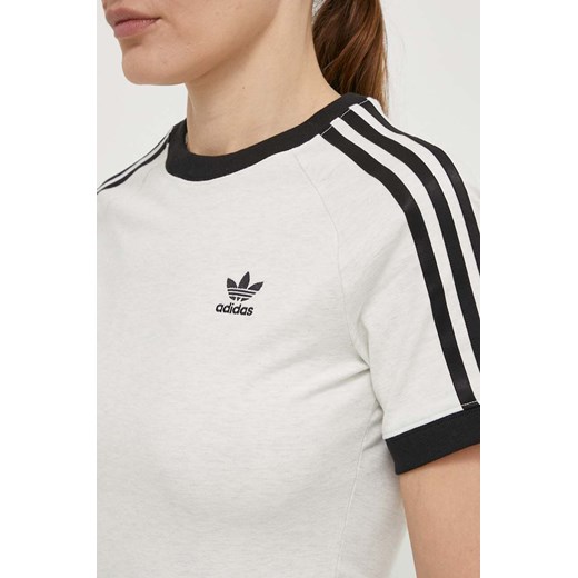 Adidas Originals bluzka damska beżowa z krótkimi rękawami 