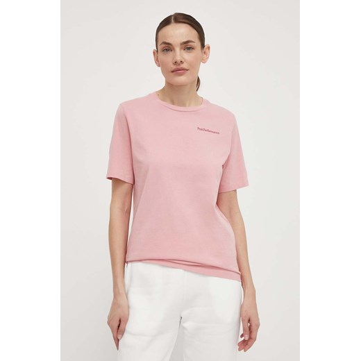Peak Performance t-shirt bawełniany damski kolor różowy ze sklepu ANSWEAR.com w kategorii Bluzki damskie - zdjęcie 171020121