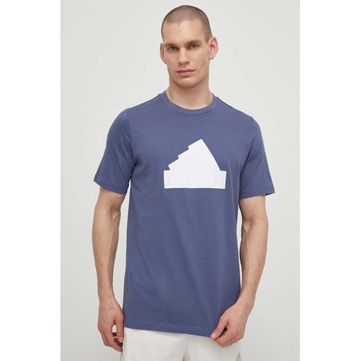 adidas t-shirt bawełniany męski kolor niebieski z nadrukiem IZ1624 ze sklepu ANSWEAR.com w kategorii T-shirty męskie - zdjęcie 171020141