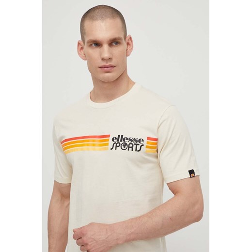 Ellesse t-shirt bawełniany Sorranta T-Shirt męski kolor beżowy z aplikacją SHV20128 ze sklepu ANSWEAR.com w kategorii T-shirty męskie - zdjęcie 171020181
