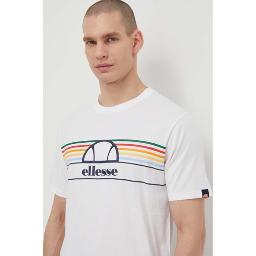 Ellesse t-shirt bawełniany Lentamente T-Shirt męski kolor biały z nadrukiem SHV11918 ze sklepu ANSWEAR.com w kategorii T-shirty męskie - zdjęcie 171020191