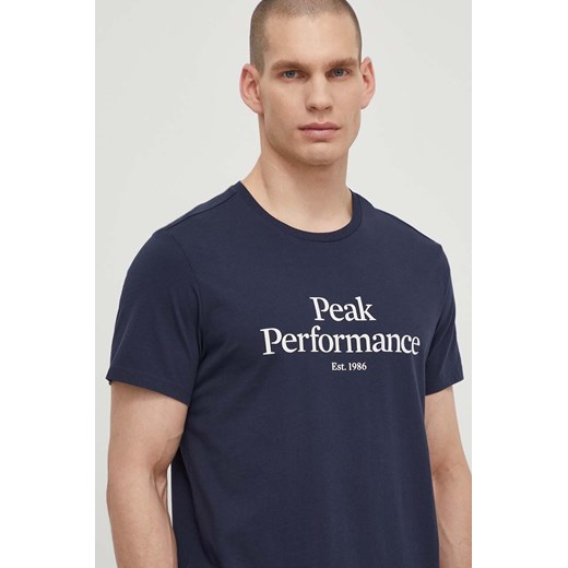 Peak Performance t-shirt bawełniany męski kolor granatowy z nadrukiem ze sklepu ANSWEAR.com w kategorii T-shirty męskie - zdjęcie 171020234