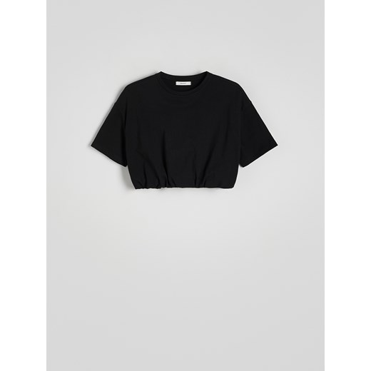 Reserved - Krótki t-shirt z bawełny - czarny Reserved S Reserved