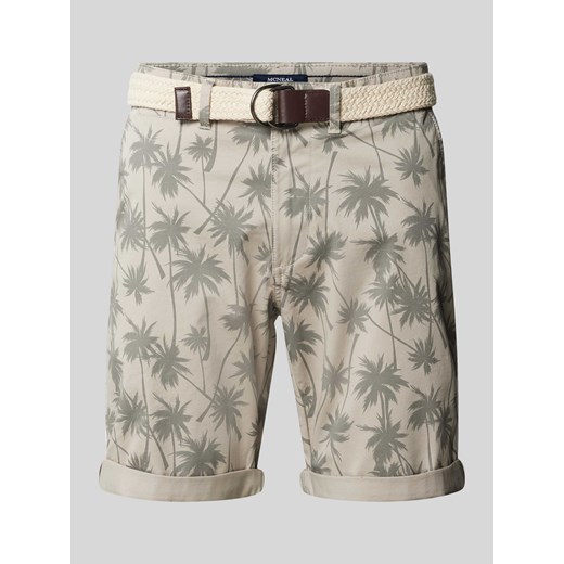 Bermudy o kroju slim fit z paskiem model ‘LUCA’ ze sklepu Peek&Cloppenburg  w kategorii Spodenki męskie - zdjęcie 171024820