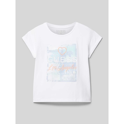 T-shirt z nadrukiem z logo ze sklepu Peek&Cloppenburg  w kategorii Bluzki dziewczęce - zdjęcie 171032074