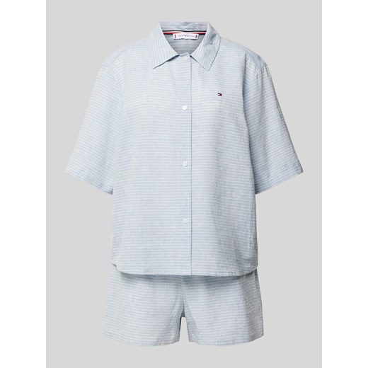 Piżama z mieszanki lnu i bawełny ze wzorem w paski ze sklepu Peek&Cloppenburg  w kategorii Piżamy damskie - zdjęcie 171032094