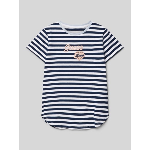 T-shirt ze wzorem w paski i haftem ze sklepu Peek&Cloppenburg  w kategorii Bluzki dziewczęce - zdjęcie 171032343