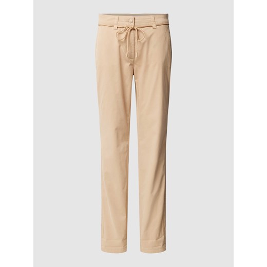 Spodnie materiałowe o kroju regular fit z wiązanym paskiem ze sklepu Peek&Cloppenburg  w kategorii Spodnie damskie - zdjęcie 171032462