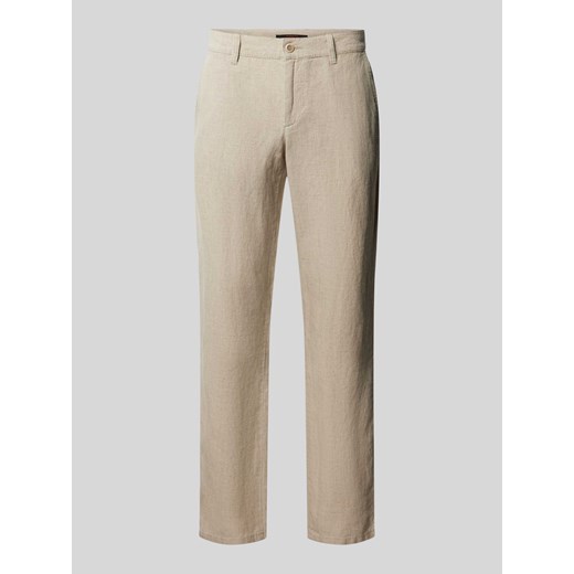 Spodnie lniane o kroju regular fit w jednolitym kolorze model ‘LOU’ ze sklepu Peek&Cloppenburg  w kategorii Spodnie męskie - zdjęcie 171032502