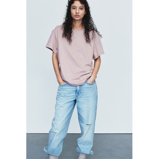Bluzka damska H & M z krótkimi rękawami jerseyowa z okrągłym dekoltem 