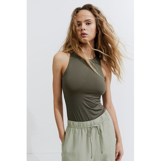 H & M - Dżersejowe body thong - Zielony ze sklepu H&M w kategorii Bluzki damskie - zdjęcie 171032992