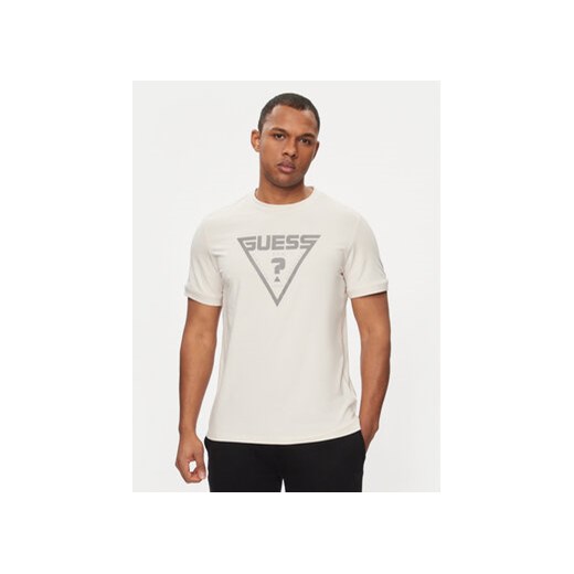 Guess T-Shirt Queencie Z4GI09 J1314 Beżowy Slim Fit ze sklepu MODIVO w kategorii T-shirty męskie - zdjęcie 171036310