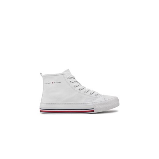 Tommy Hilfiger Trampki High Top Lace-Up Sneaker T3A9-33188-1687 S Biały ze sklepu MODIVO w kategorii Trampki dziecięce - zdjęcie 171038271