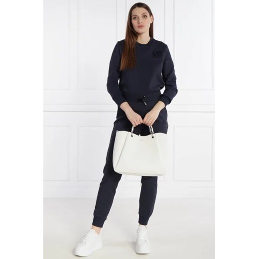 Shopper bag Armani Exchange na ramię biała ze skóry ekologicznej 