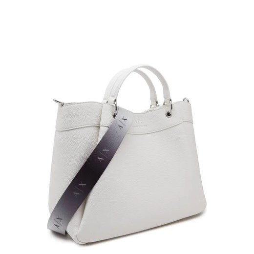Shopper bag Armani Exchange duża biała ze skóry ekologicznej na ramię 