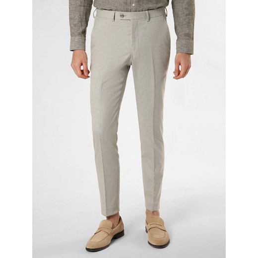 Finshley & Harding London Spodnie - Hoxdon Mężczyźni Slim Fit seledynowy wypukły wzór tkaniny ze sklepu vangraaf w kategorii Spodnie męskie - zdjęcie 171042514