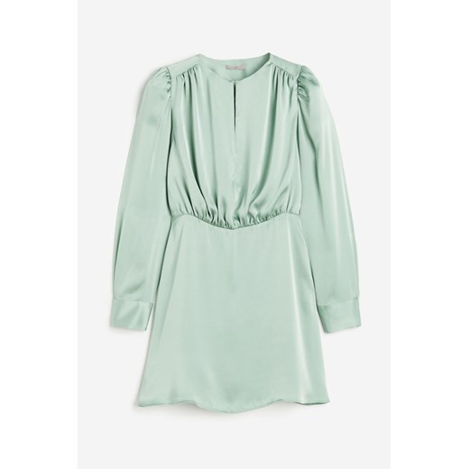 H & M - Marszczona sukienka satynowa - Zielony ze sklepu H&M w kategorii Sukienki - zdjęcie 171045683
