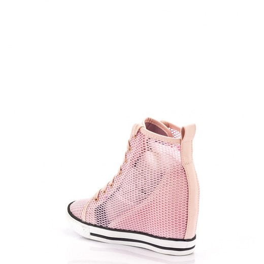 Różowe Sneakersy Pink Sneakers Giovanna born2be-pl  skóra