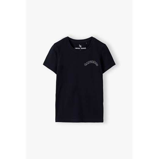 T-shirt dla dziewczynki CATURDAY - czarny ze sklepu 5.10.15 w kategorii Bluzki dziewczęce - zdjęcie 171146722
