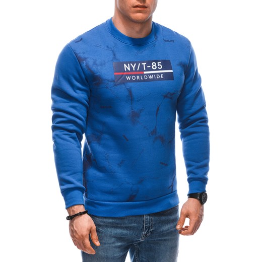 Bluza męska bez kaptura 1658B - niebieska ze sklepu Edoti w kategorii Bluzy męskie - zdjęcie 171147882