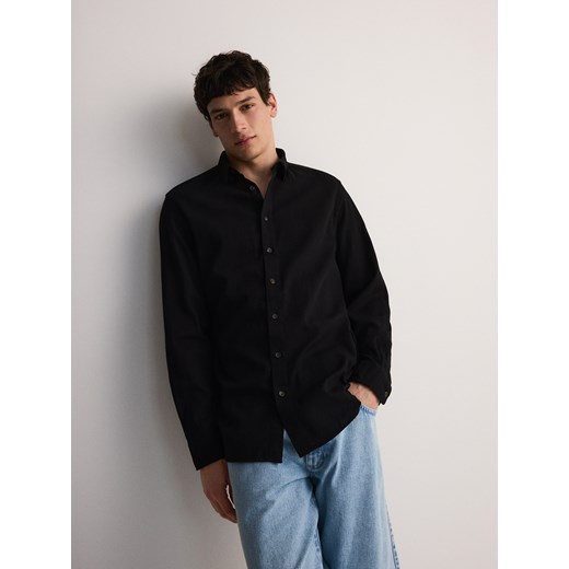 Reserved - Bawełniana koszula regular fit - czarny ze sklepu Reserved w kategorii Koszule męskie - zdjęcie 171148663
