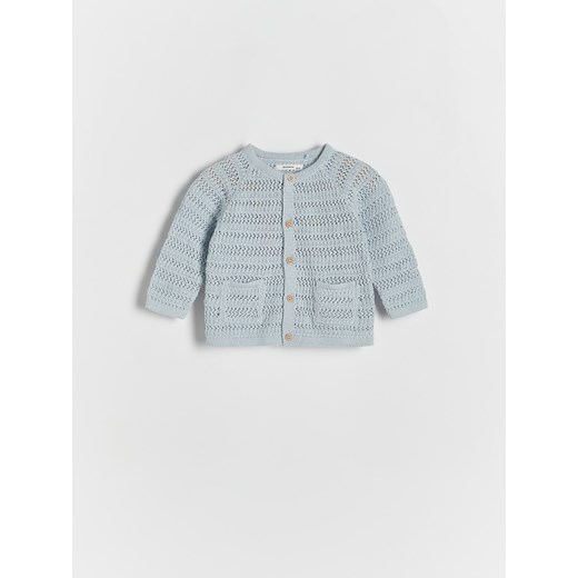 Reserved - Ażurowy kardigan z bawełny - jasnoniebieski ze sklepu Reserved w kategorii Bluzy i swetry - zdjęcie 171148803