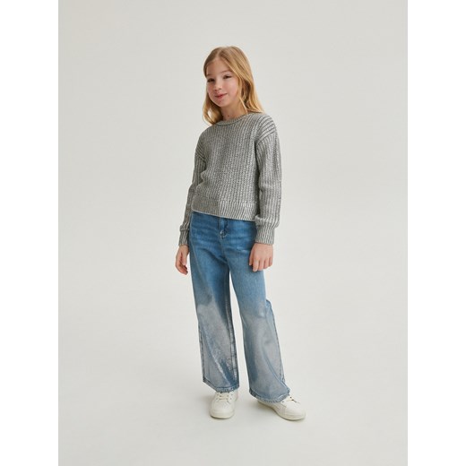 Reserved - Sweter z efektem metalicznym - srebrny ze sklepu Reserved w kategorii Swetry dziewczęce - zdjęcie 171148890