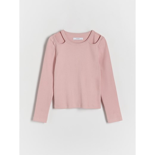 Reserved - Koszulka z wycięciami - różowy ze sklepu Reserved w kategorii Bluzki dziewczęce - zdjęcie 171148942