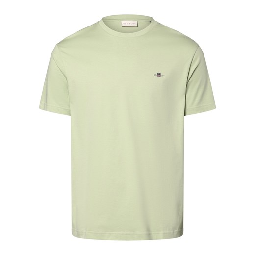 Gant T-shirt męski Mężczyźni Bawełna seledynowy jednolity ze sklepu vangraaf w kategorii T-shirty męskie - zdjęcie 171148991