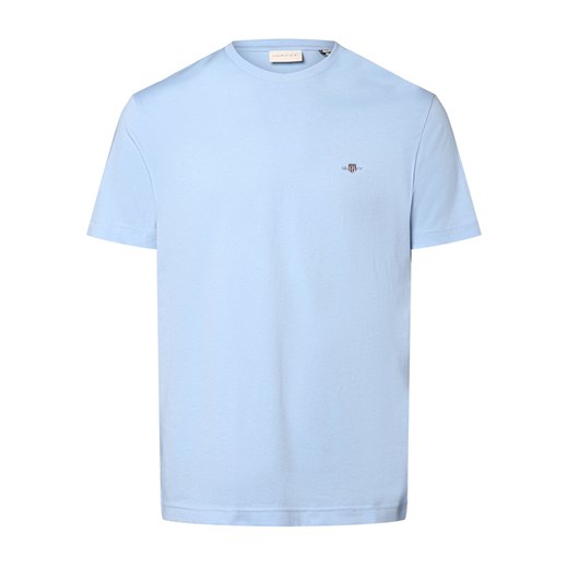 Gant T-shirt męski Mężczyźni Bawełna jasnoniebieski jednolity ze sklepu vangraaf w kategorii T-shirty męskie - zdjęcie 171148993