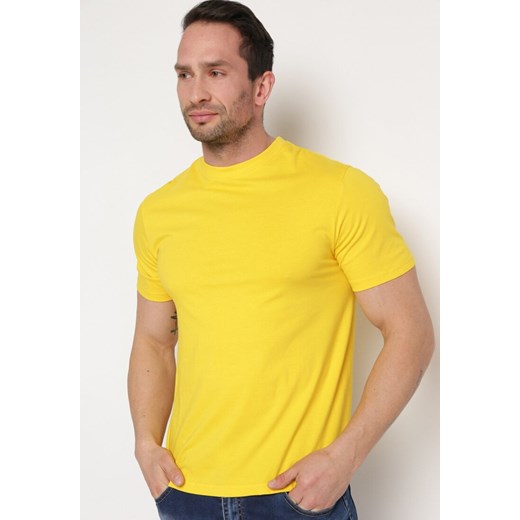 Żółta Koszulka z Bawełny z Krótkim Rękawem Dirale ze sklepu Born2be Odzież w kategorii T-shirty męskie - zdjęcie 171149272