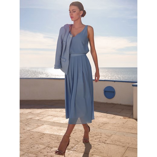 Niebieska elegancka spódnica z zakładkami midi L'AF Taliana 42 Eye For Fashion