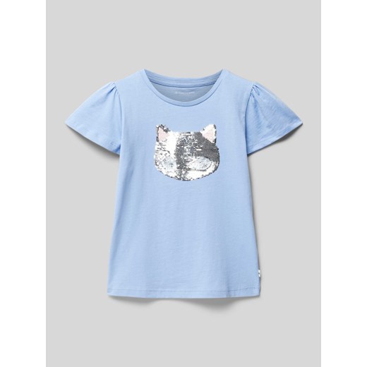 T-shirt z cekinowym obszyciem ze sklepu Peek&Cloppenburg  w kategorii Bluzki dziewczęce - zdjęcie 171153942