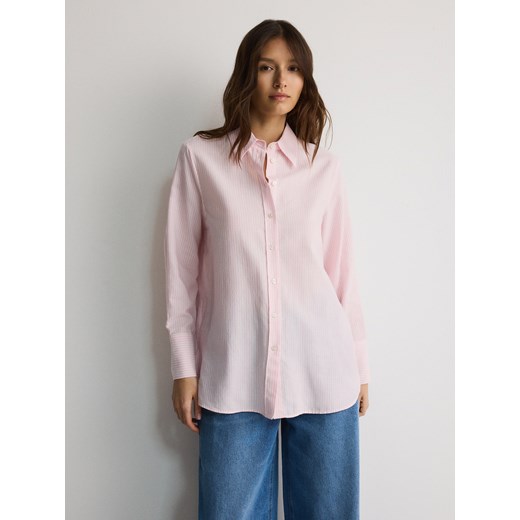 Reserved - Bawełniana koszula w paski - różowy ze sklepu Reserved w kategorii Koszule damskie - zdjęcie 171156051