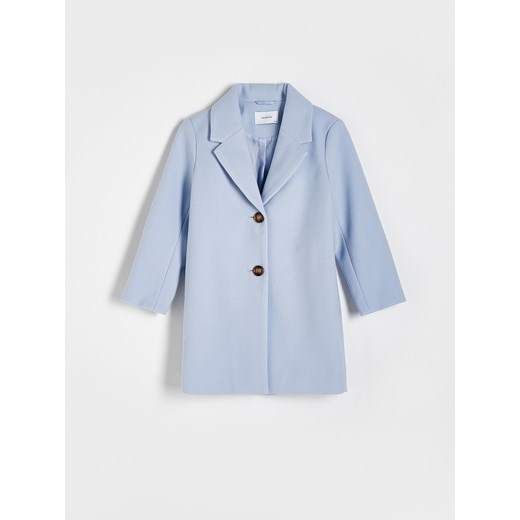 Reserved - Klasyczny płaszcz jednorzędowy - jasnoniebieski ze sklepu Reserved w kategorii Płaszcze dziewczęce - zdjęcie 171156443