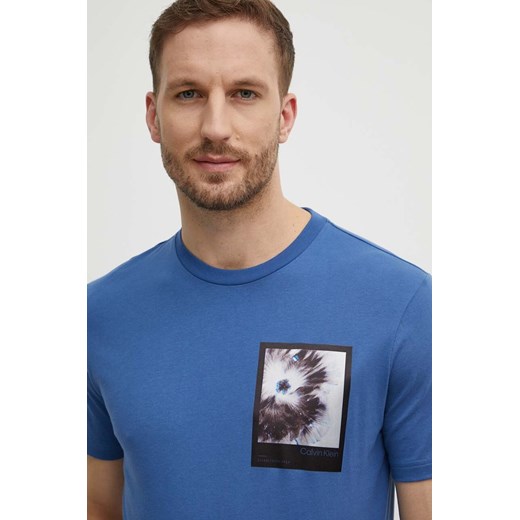 Calvin Klein t-shirt bawełniany męski kolor niebieski z nadrukiem K10K112492 ze sklepu ANSWEAR.com w kategorii T-shirty męskie - zdjęcie 171162470