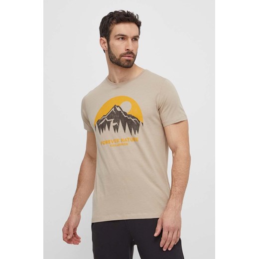 Fjallraven t-shirt bawełniany Nature męski kolor beżowy z nadrukiem F87053 ze sklepu ANSWEAR.com w kategorii T-shirty męskie - zdjęcie 171162611
