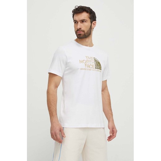 The North Face t-shirt bawełniany męski kolor biały z nadrukiem NF0A87NWFN41 ze sklepu ANSWEAR.com w kategorii T-shirty męskie - zdjęcie 171162674