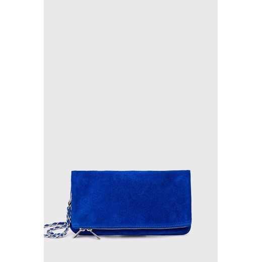 Answear Lab torebka zamszowa kolor niebieski ze sklepu ANSWEAR.com w kategorii Kopertówki - zdjęcie 171162854