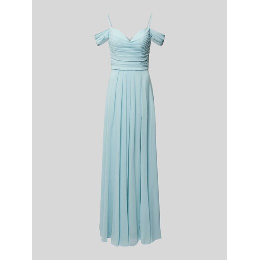 Długa sukienka w jednolitym kolorze z marszczeniami ze sklepu Peek&Cloppenburg  w kategorii Sukienki - zdjęcie 171163641