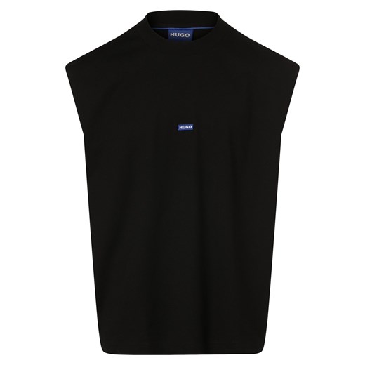 HUGO BLUE Koszulka męska - Navertz Mężczyźni Bawełna czarny jednolity ze sklepu vangraaf w kategorii T-shirty męskie - zdjęcie 171164111