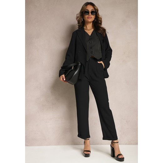 Czarne Klasyczne Spodnie High Waist Zapinane na Zamek Błyskawiczny Xalona ze sklepu Renee odzież w kategorii Spodnie damskie - zdjęcie 171166200