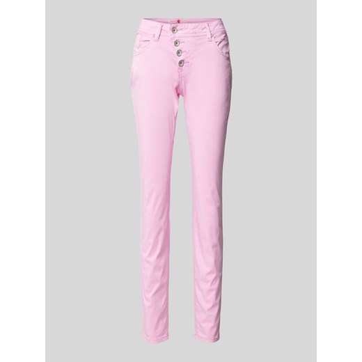Spodnie o kroju slim fit z asymetryczną listwą guzikową model ‘Malibu’ ze sklepu Peek&Cloppenburg  w kategorii Spodnie damskie - zdjęcie 171173801