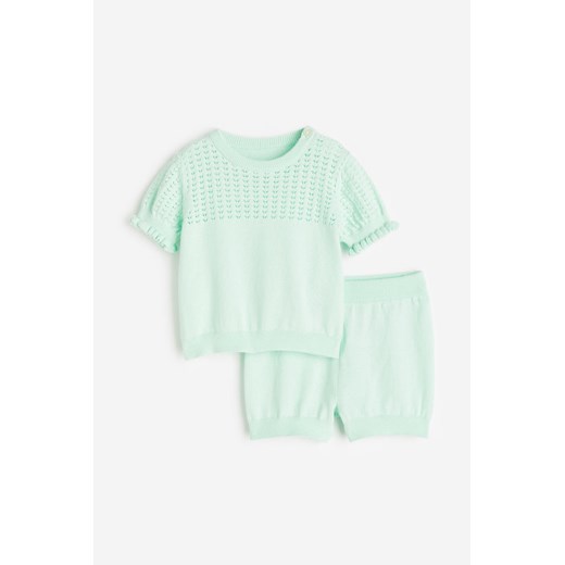 H & M - Dzianinowy komplet 2-częściowy - Zielony ze sklepu H&M w kategorii Odzież dla niemowląt - zdjęcie 171174473