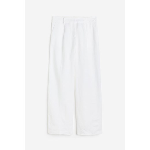H & M - Szerokie spodnie z domieszką lnu - Biały ze sklepu H&M w kategorii Spodnie damskie - zdjęcie 171174484