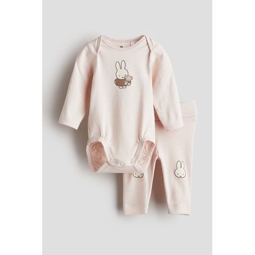 H & M - Komplet 2-częściowy z bawełnianego dżerseju - Różowy ze sklepu H&M w kategorii Odzież dla niemowląt - zdjęcie 171174571
