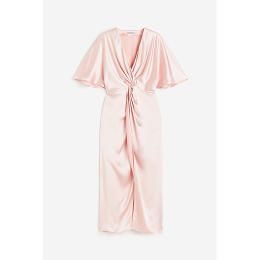 H & M - Drapowana sukienka satynowa - Różowy H & M S H&M