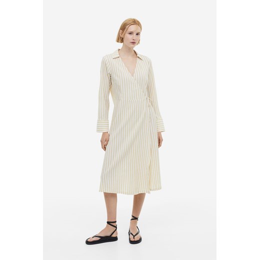 Sukienka H & M z długim rękawem tkaninowa midi 
